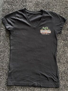 Women’s Fitted Tshirt Black V-Neck Whiskey Joe’s Bar & Grill Tampa Fl Medium